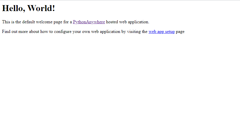 A screenshot showing a page served by PythonAnywhere