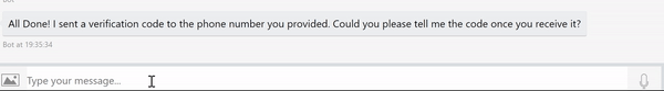 verify setup with user provided input to the bot