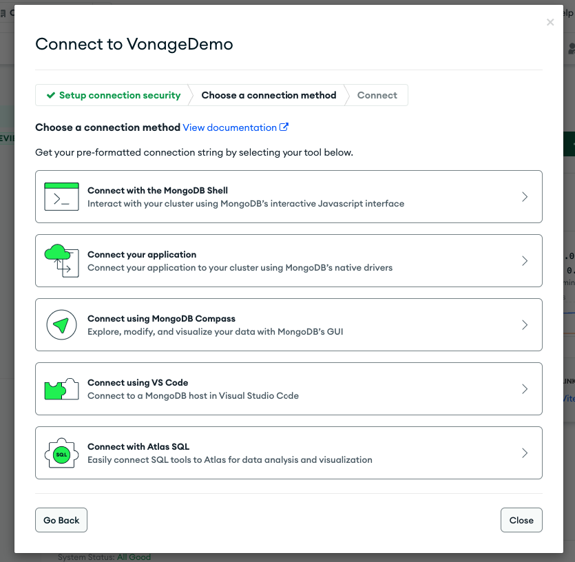 Connecting to the application