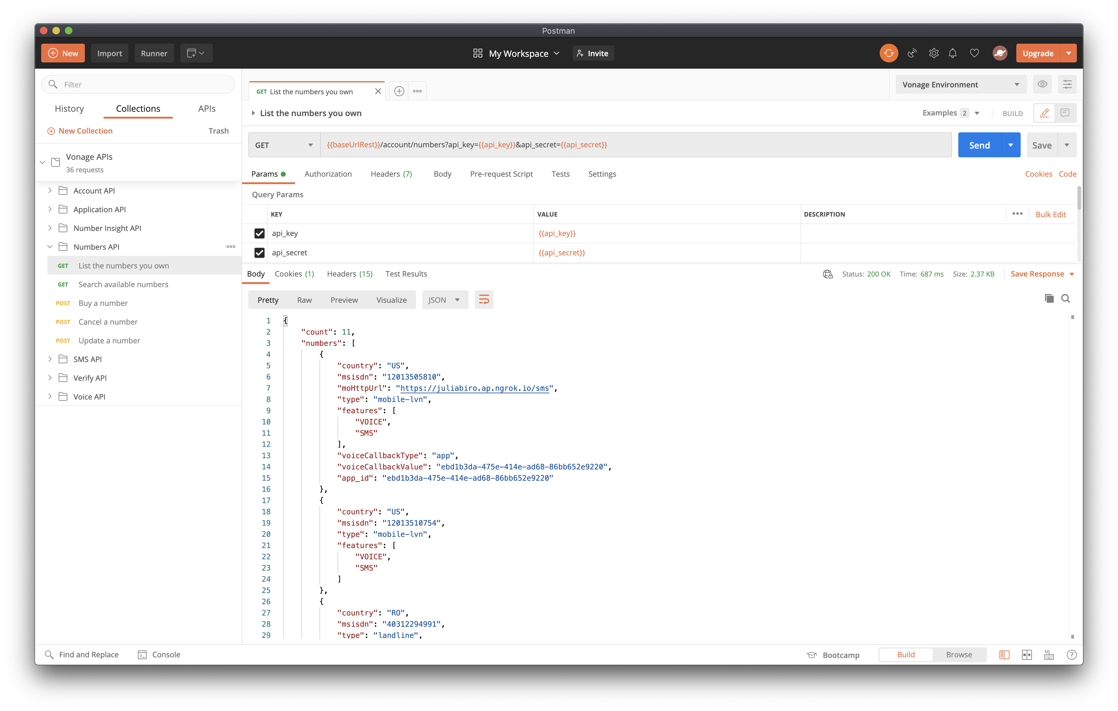 Numbers API List numbers you own response body