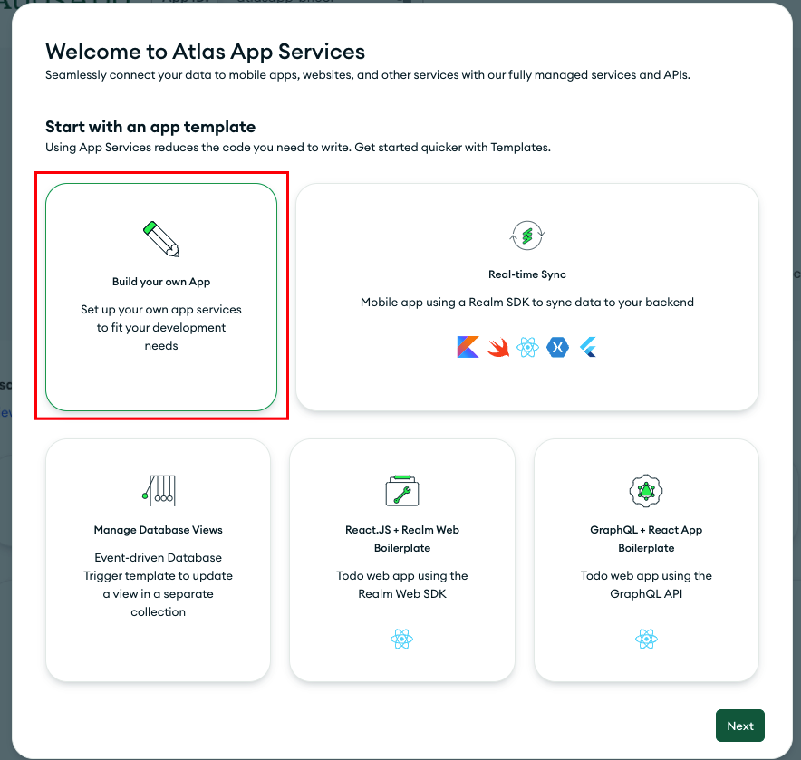 New Atlas App dialog