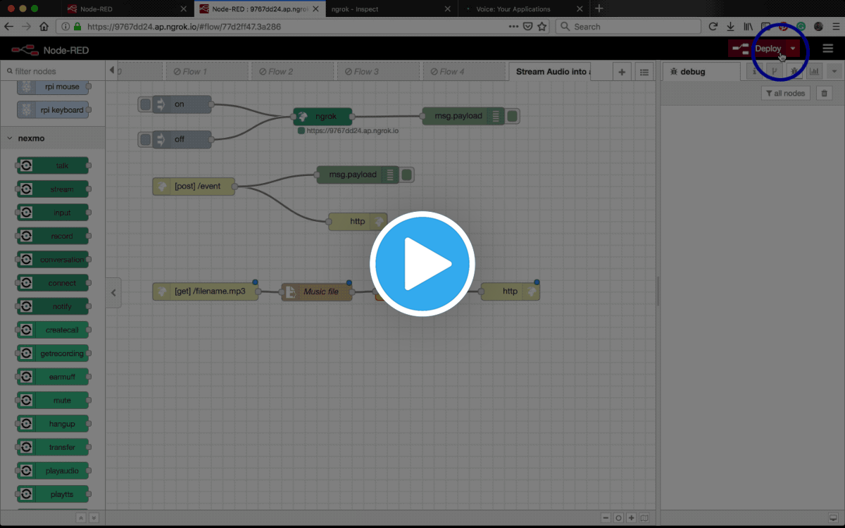 serve up audio nodered