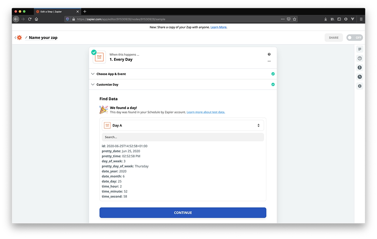 Test data for Schedule by Zapier