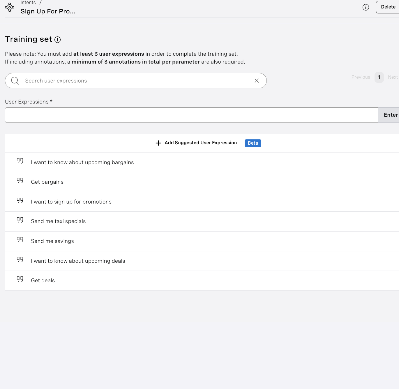 Example of Adding User Expressions To Training Set