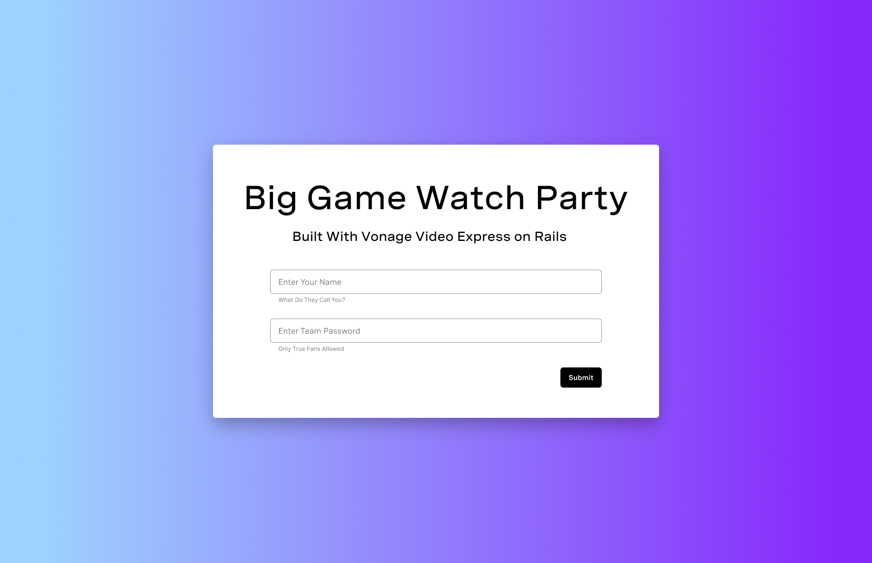 Watch Party Home Page