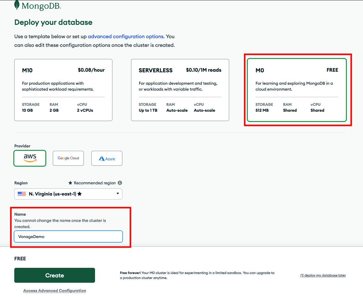 Database Cluster Settings