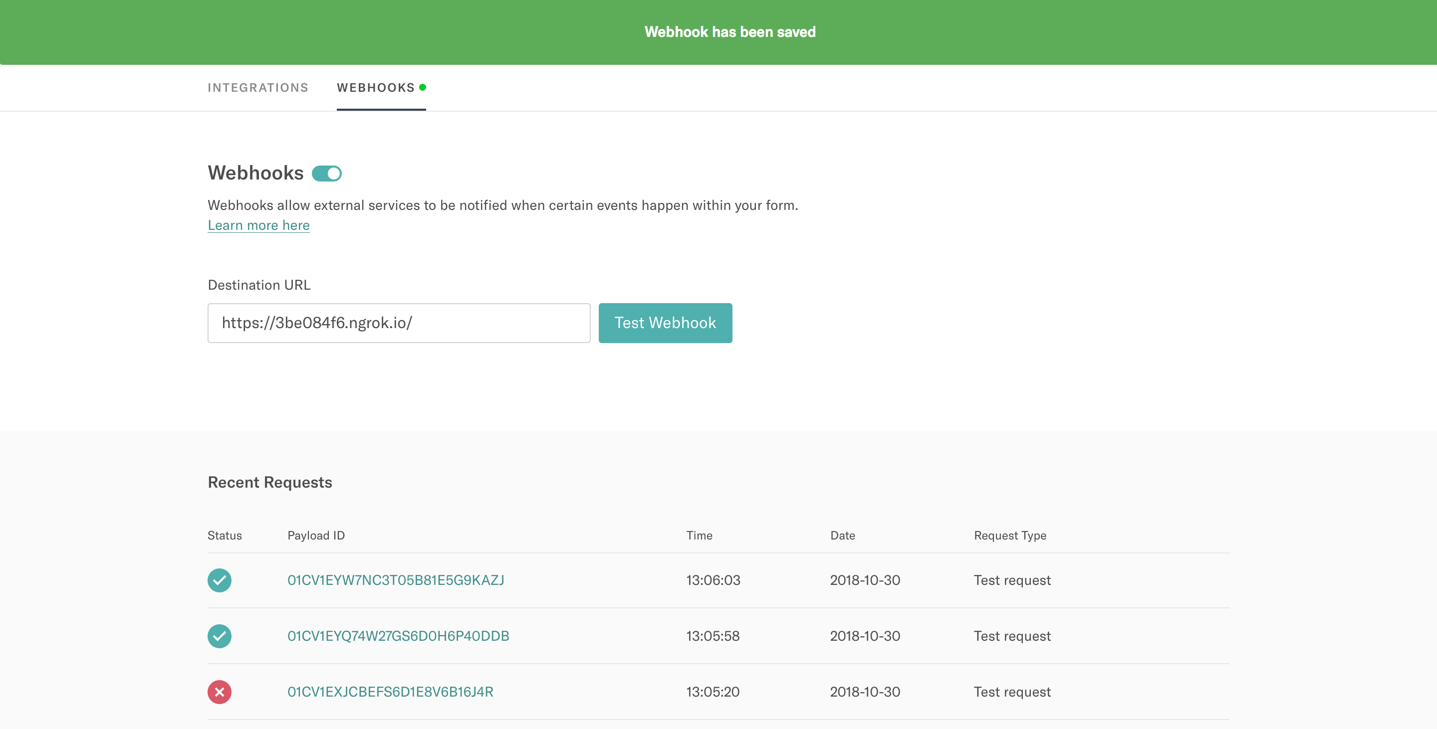 typeform webhook