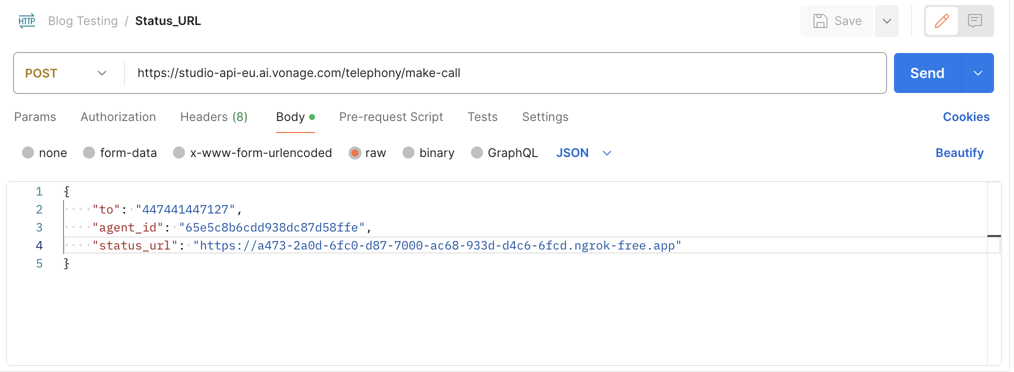 Outbound Voice Agent with Status URL Webhook