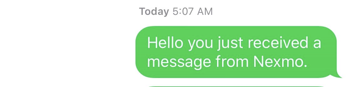 Screenshot showing an example text message received