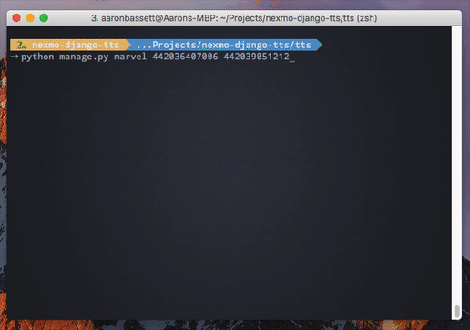 Screencast of the Marvel command making a call