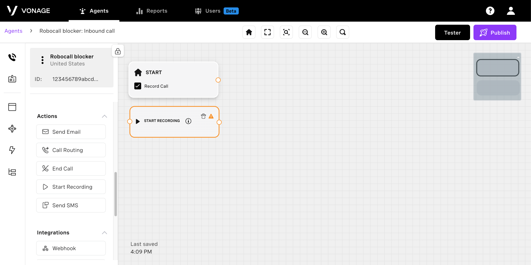 start recording node