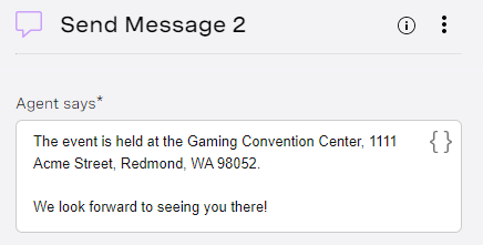 Send a message with event details