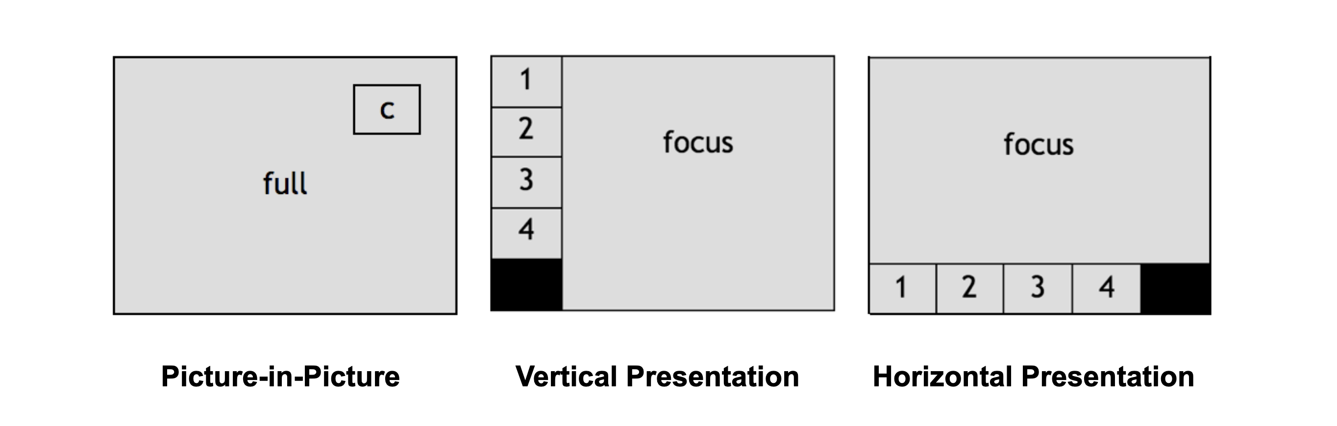  Picture-in-Picture, Vertical Presentation and Horizontal Presentation Layouts