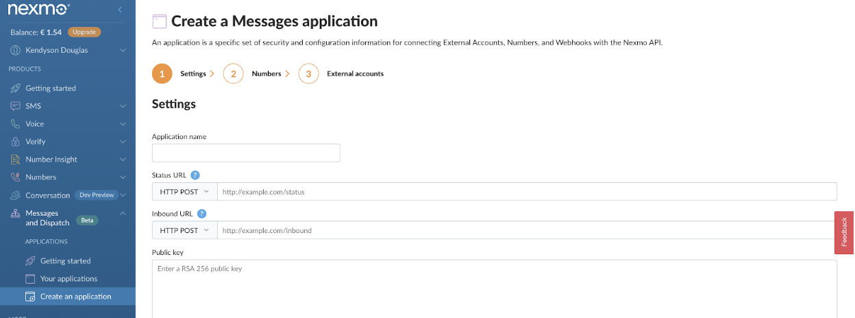 new message app in dashboard