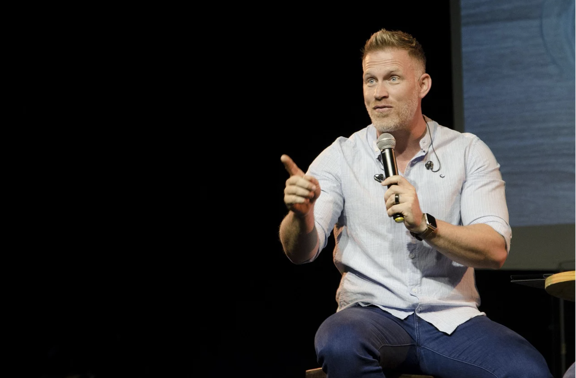 Speaking at a conference