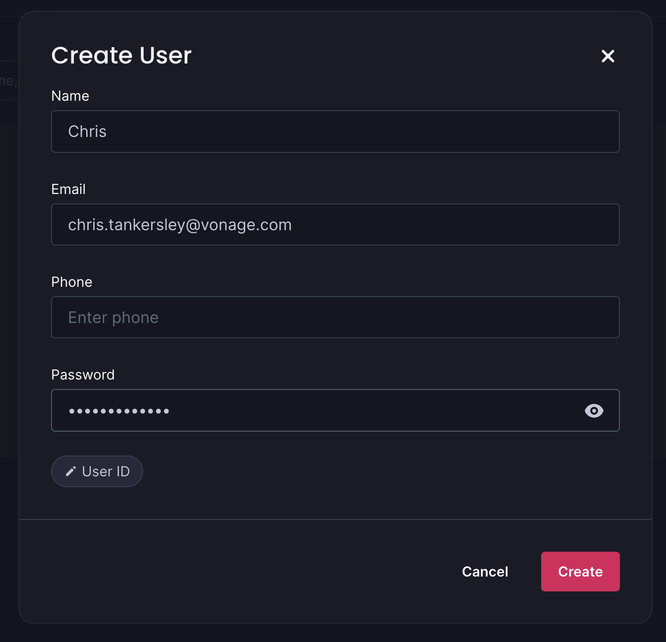 Creating an Appwrite User