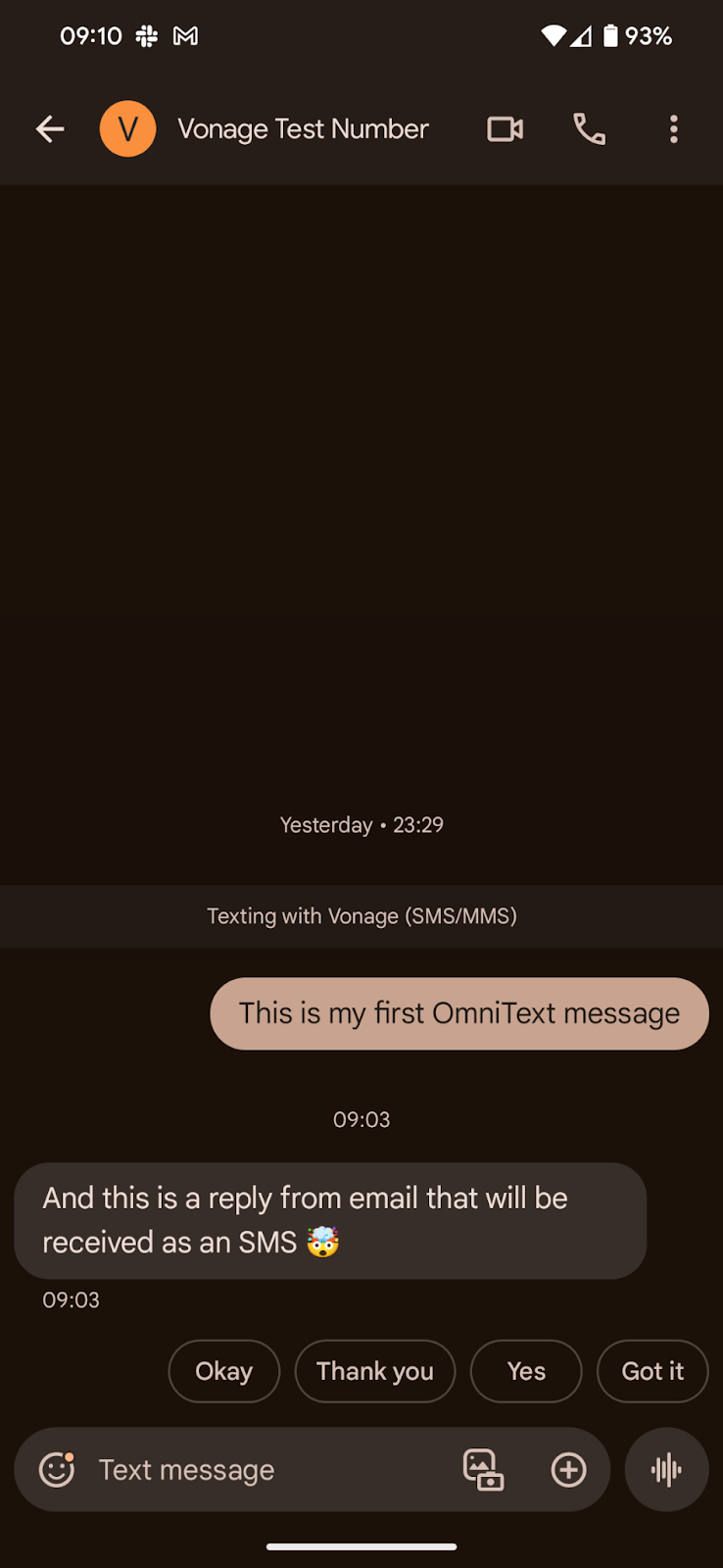 Successful Email to SMS