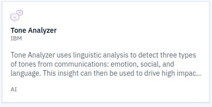 Tone Analyzer service at IBM Cloud