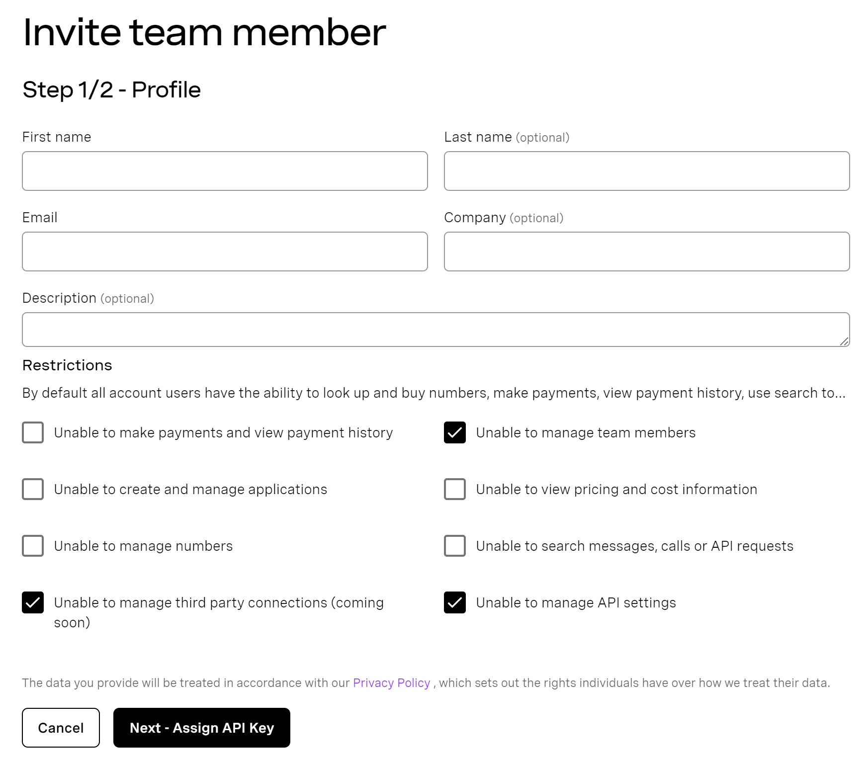 Invite Team Members - Profile