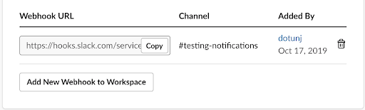 Defining the Webhook URL