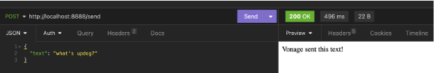 Screenshot of Insomnia sending a POST request