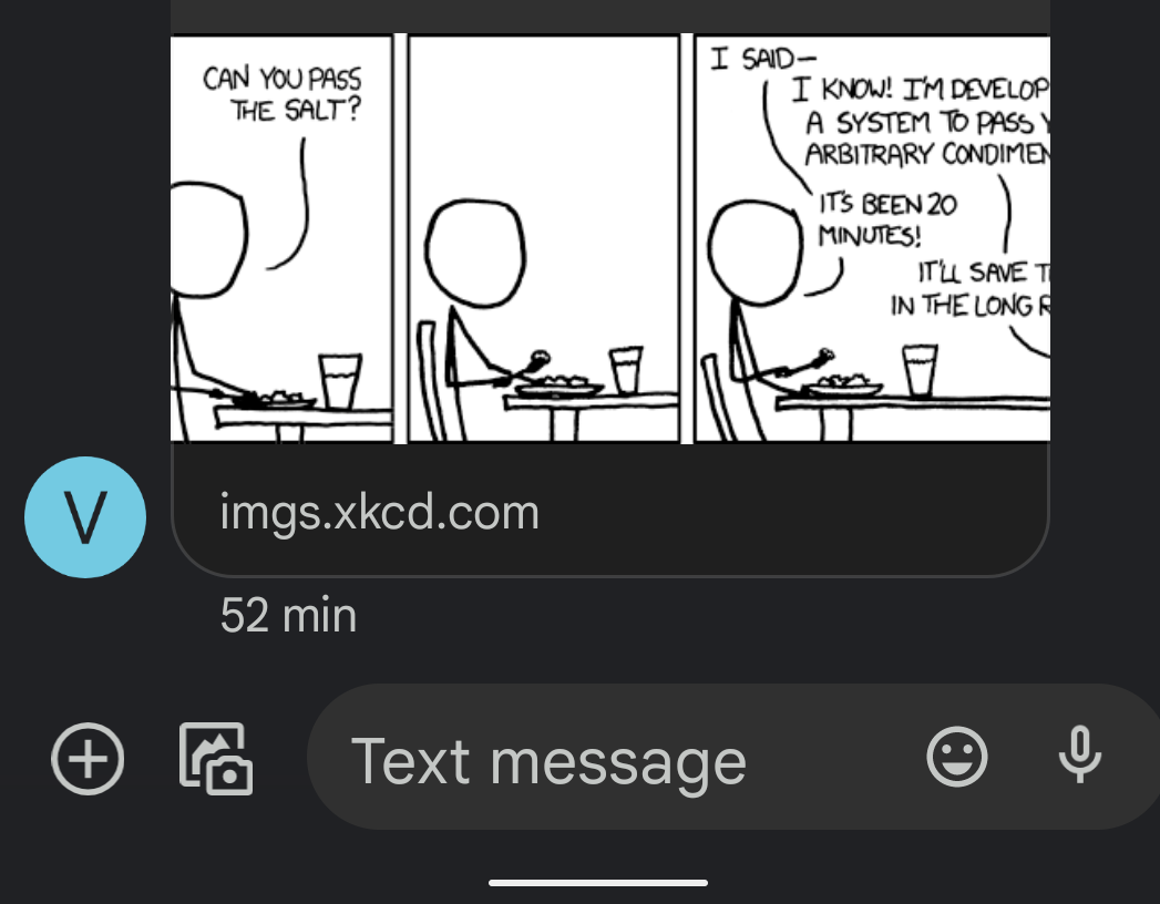 Screenshot of xkcd comic issue 974 'The General Problem' in an MMS