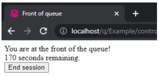 At the front of the queue