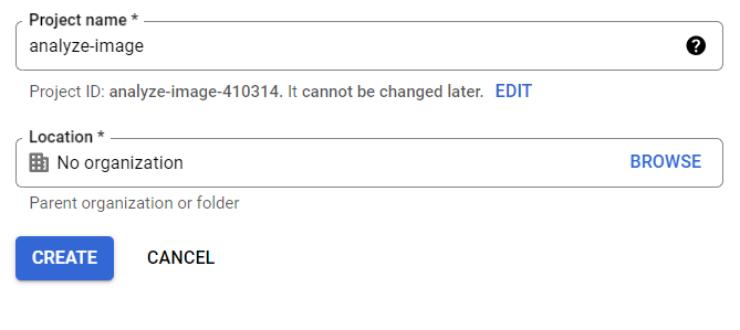 Google Cloud's Project Name and Location