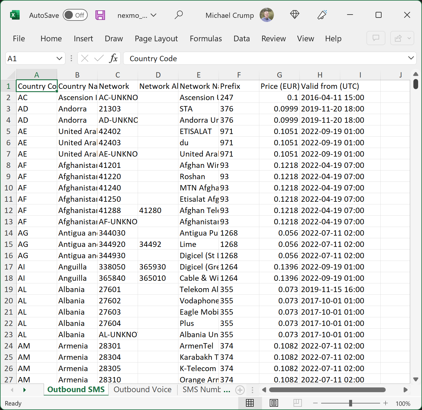 Pricing in Excel