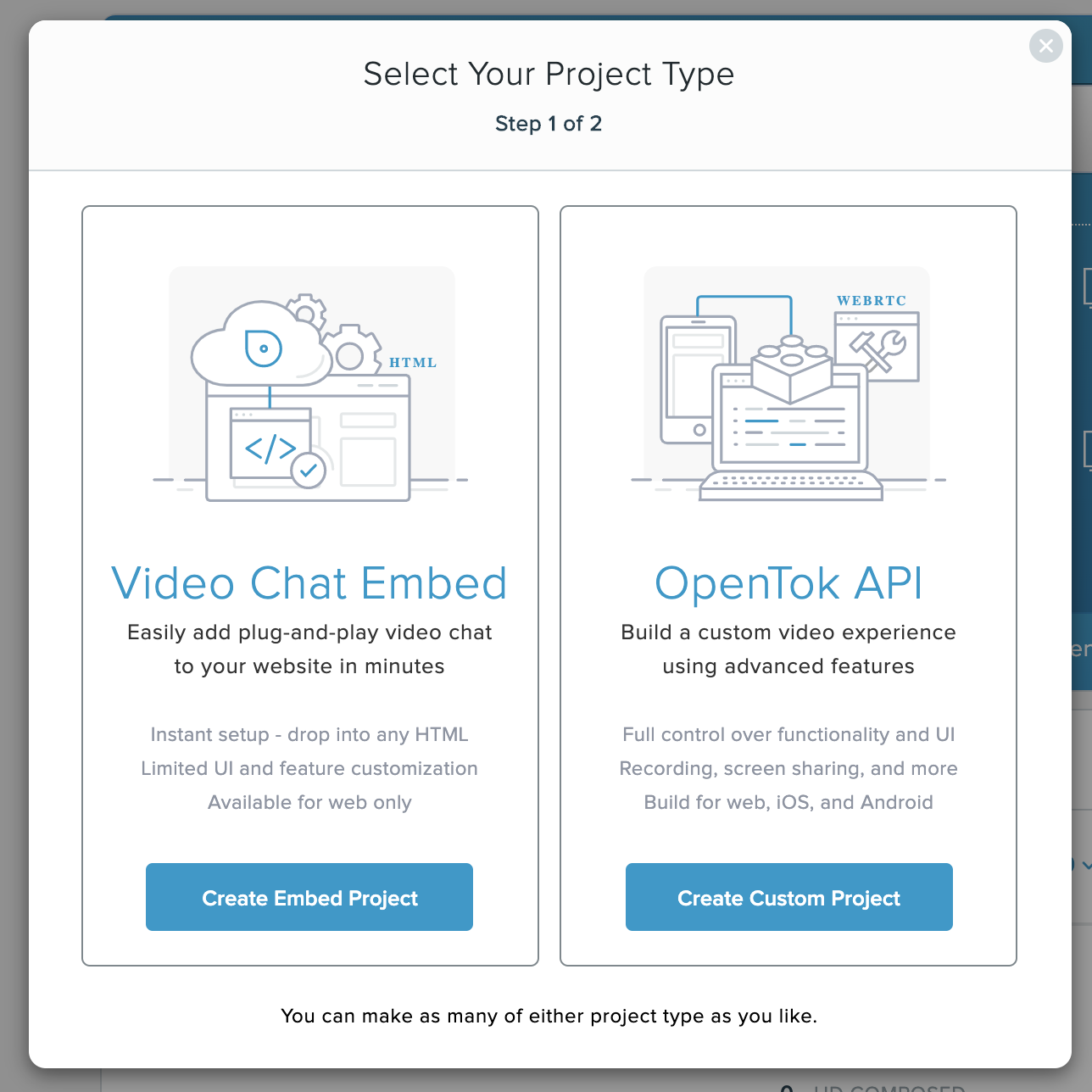 OpenTok Project types