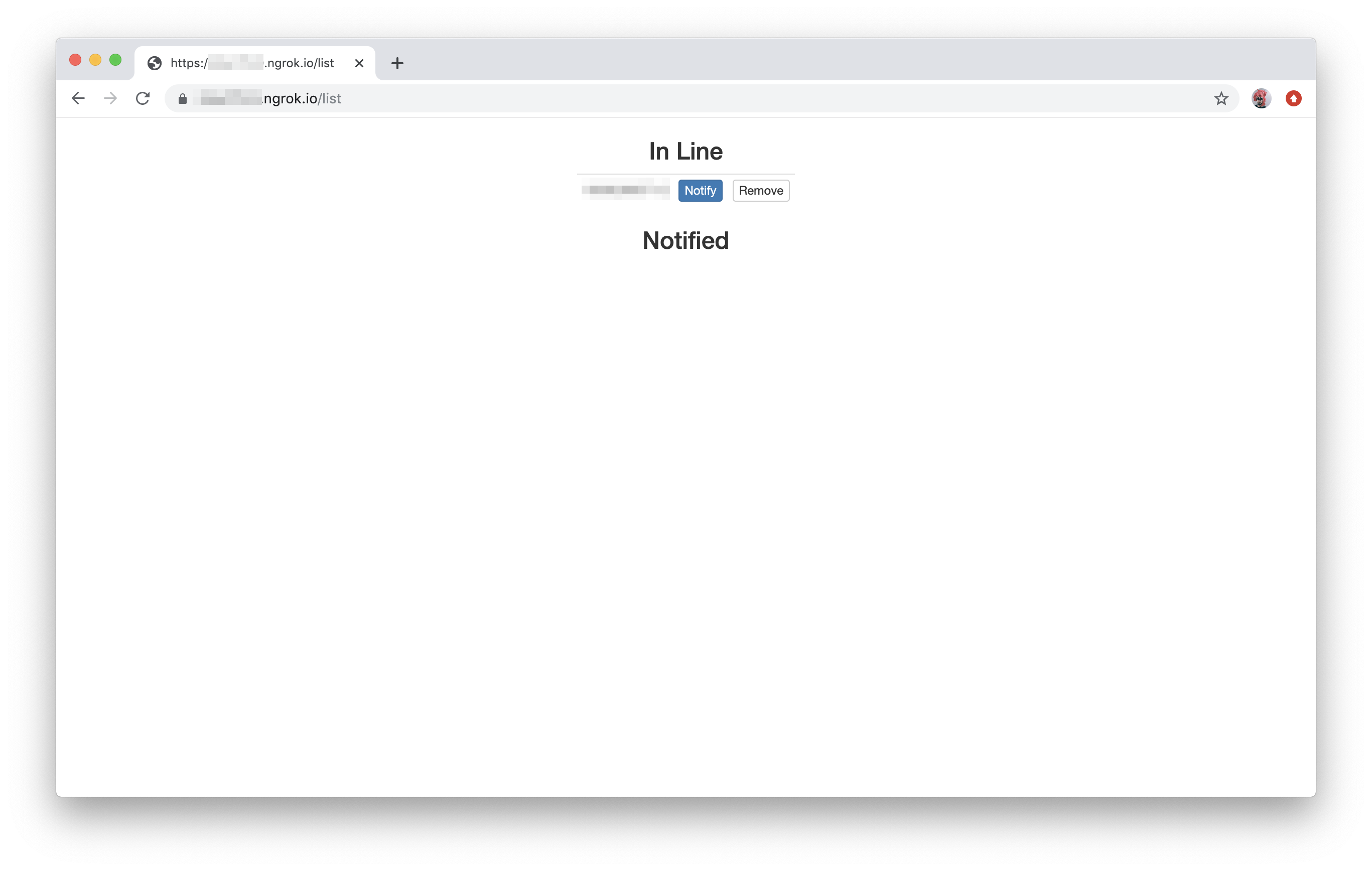 A screenshot of the list view