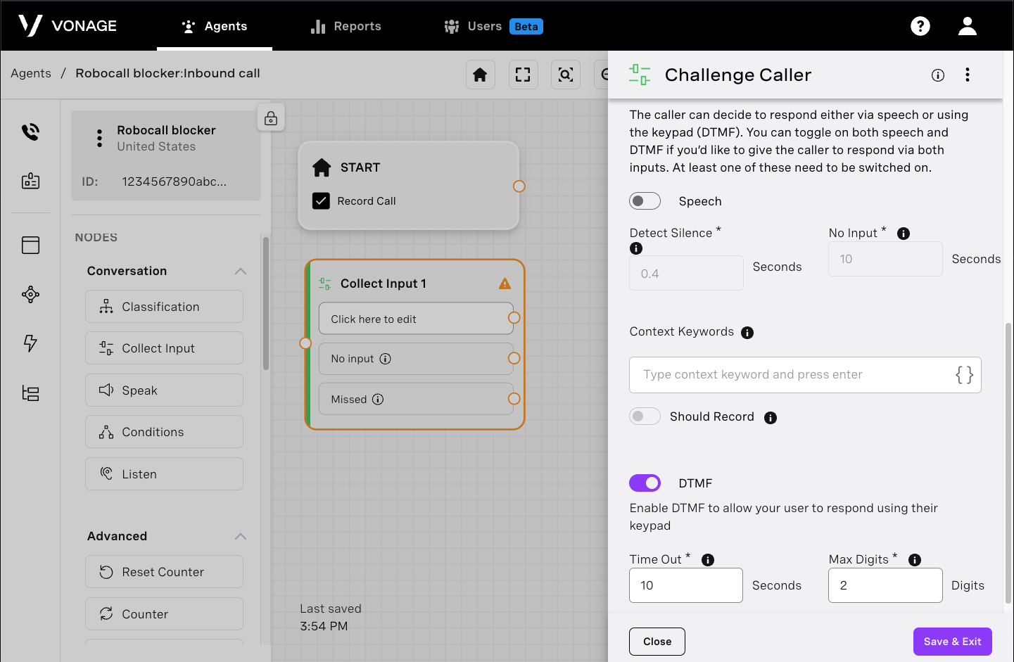 collection input node configuration
