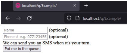 The form before joining the queue.