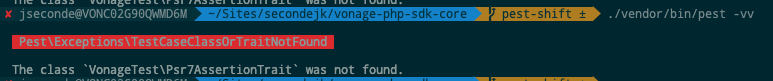 Screenshot showing PestxceptionsestCaseClarrOrTrailNotFound.