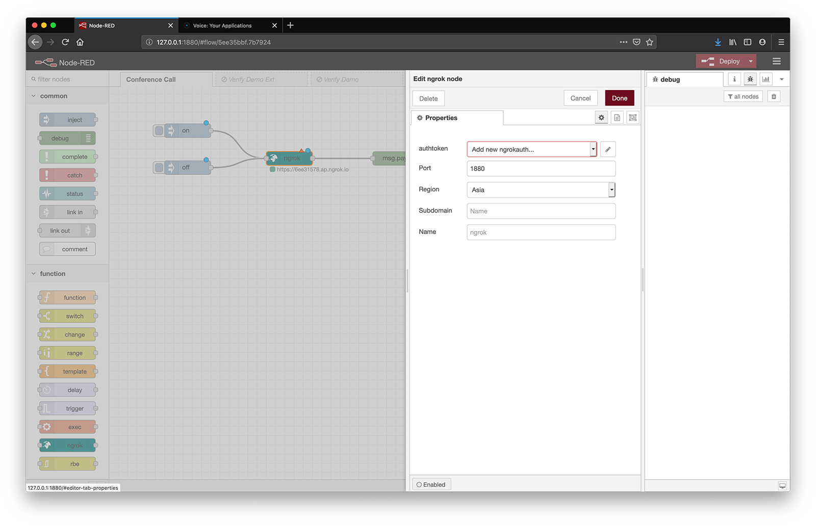 ngrok node properties