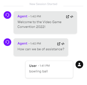 Virtual Agent in Action with incorrect user input
