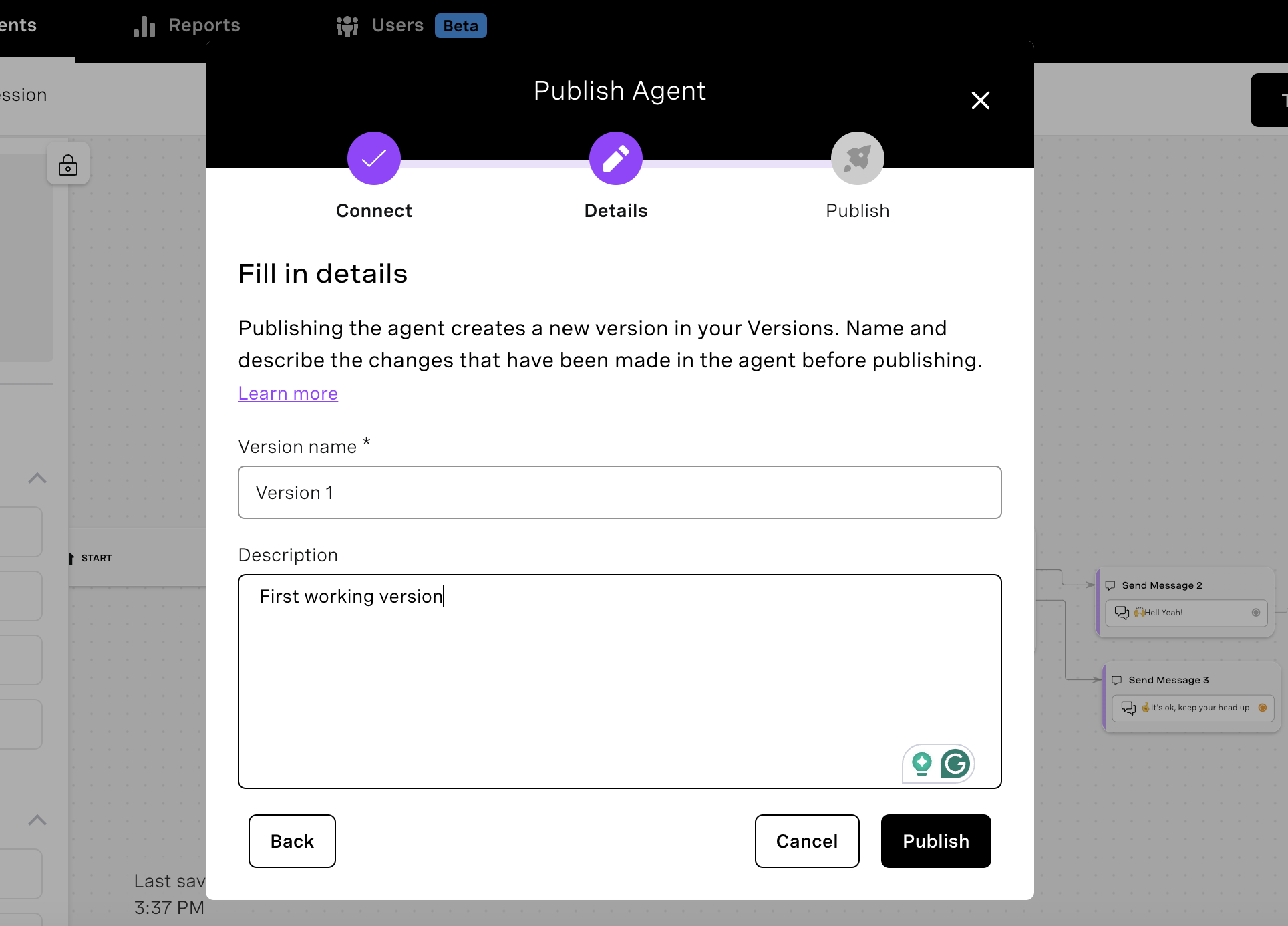 A basic commit in AI Studio