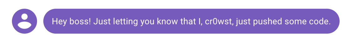 Text message which states that you are working.