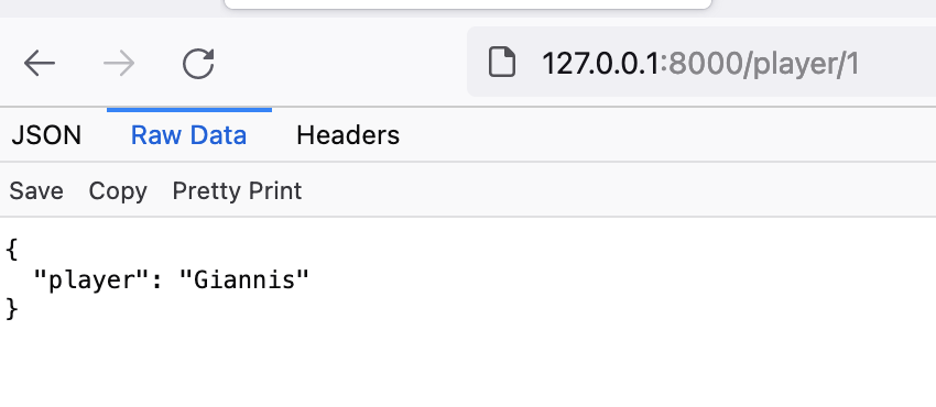 FastAPI Python url or path parameters running on localhost returning JSON as response body