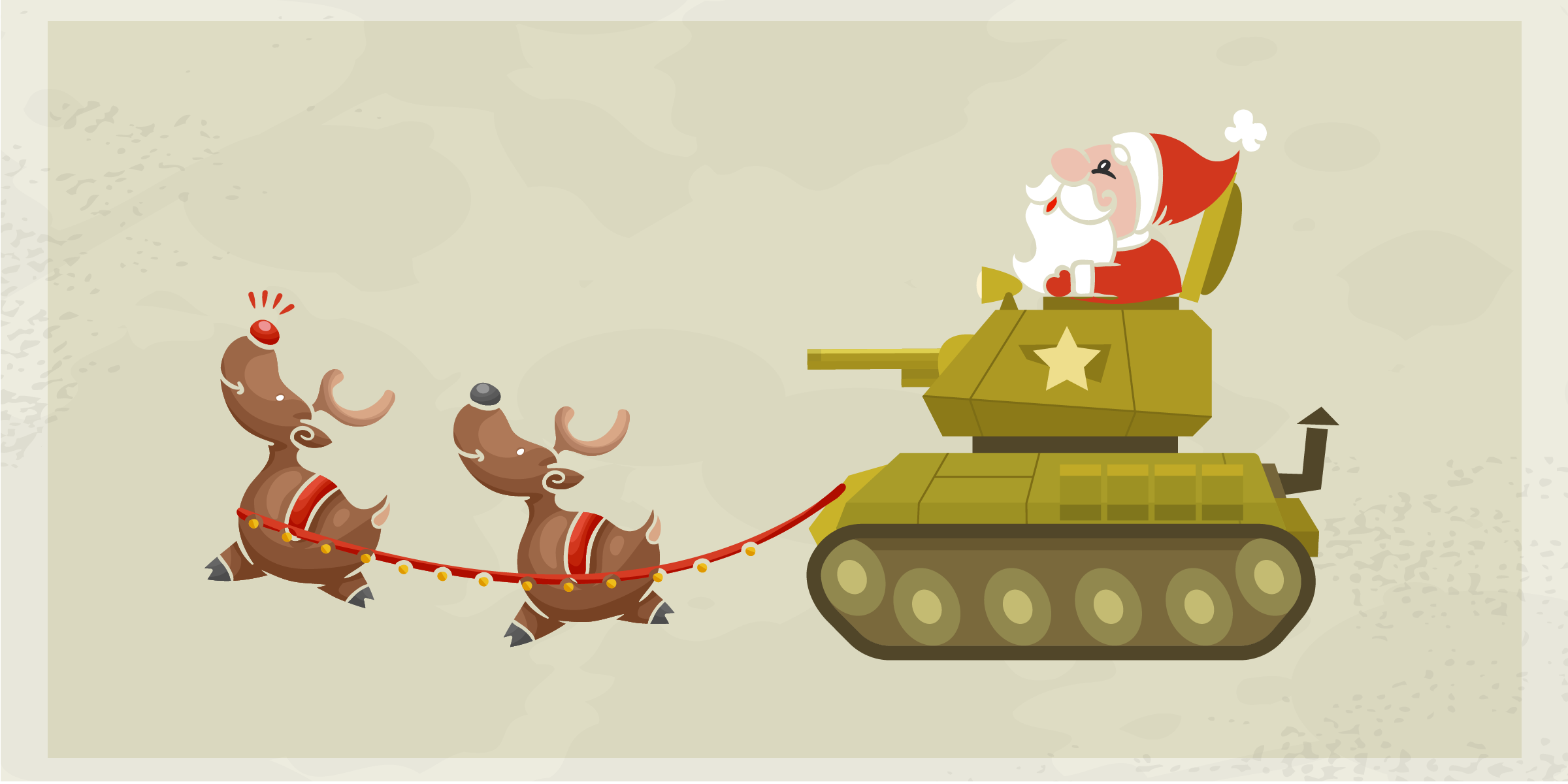 Santa driving a tank