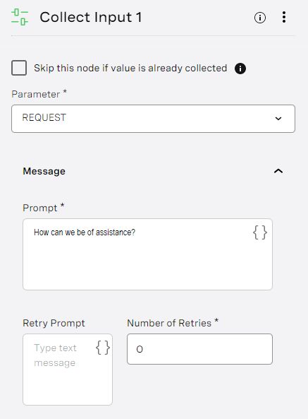 The Collect input dialog