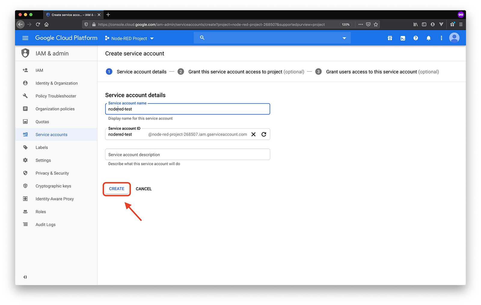 google name service account