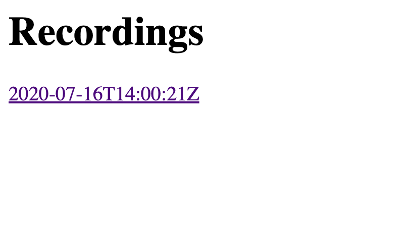 Web page showing one recording timestamp with a blue underline