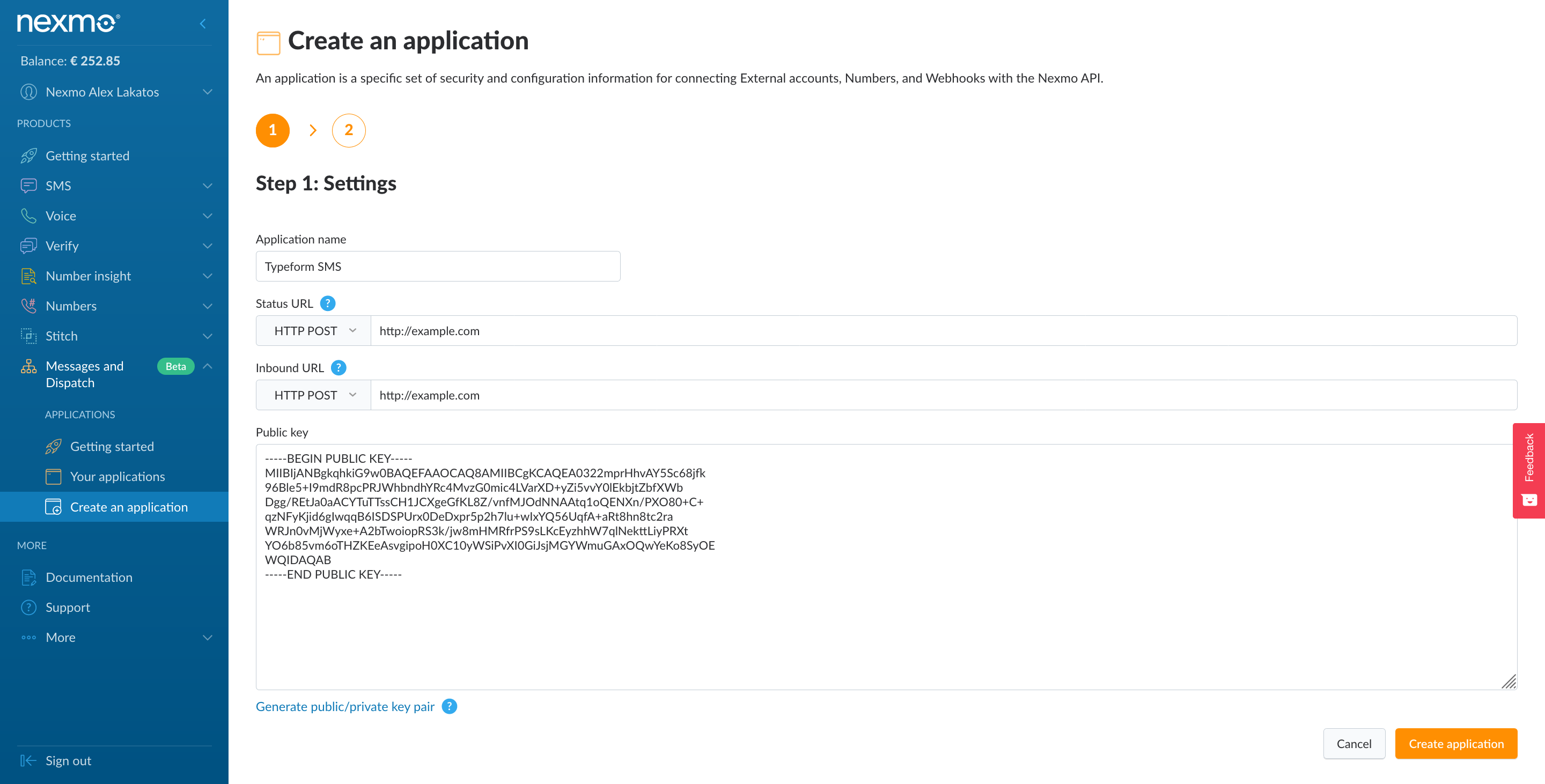 Create an application