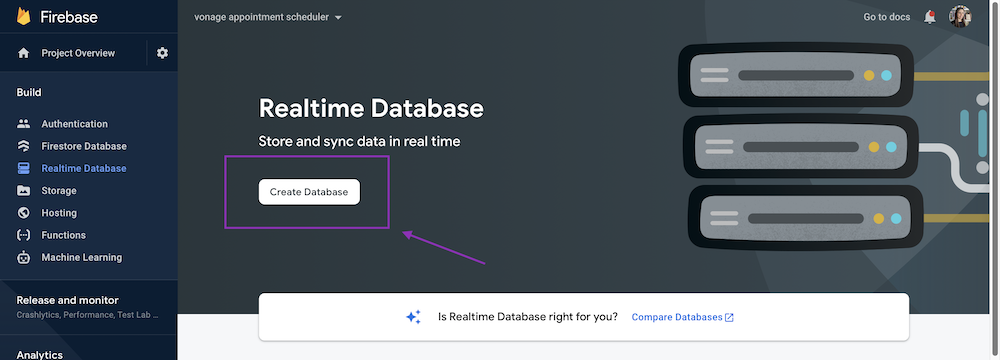 Button to create the database