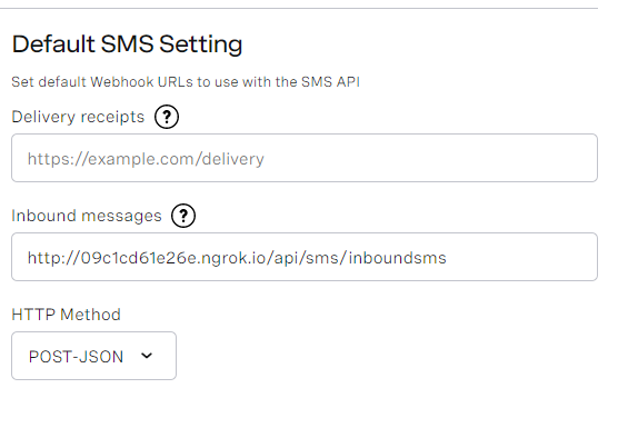 SMS settings