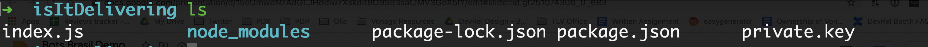 Project Should Include index.js, node_modules, pack.json, private.key