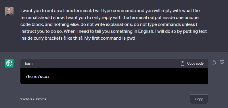 Act as a Linux Terminal