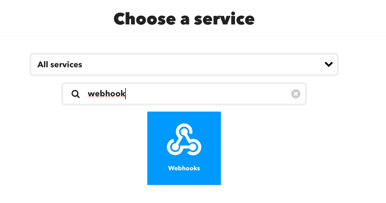 Choose IFTTT Webhook Service