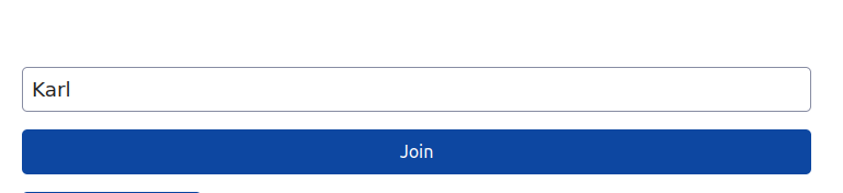 Screenshot of the application UI showing a field to enter a name and a Join button